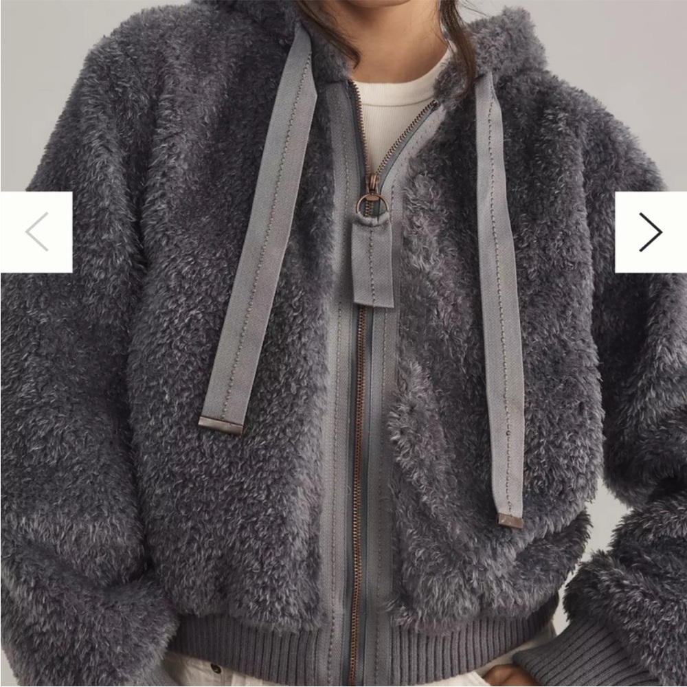 Pilcro Charcoal Teddy Jacket with Hood
